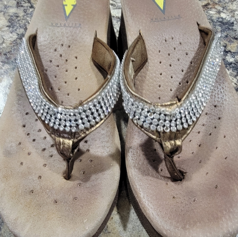 Volatile Platform Rhinstone Wedge Flip-flop